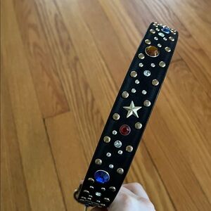 Black studded rhinestone star belt